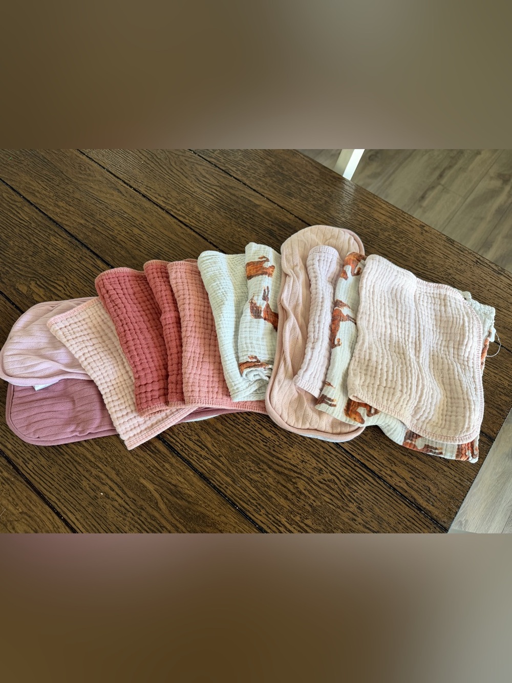 Baby Muslin Bib and Washcloth Set - Pink & Blush